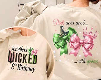 Personalized Wicked Pink Goes Good With Green Comfort Colors Shirt, Wicked Birthday Tee, Wizard Of Oz Birthday Shirt, Witch Pink And Green