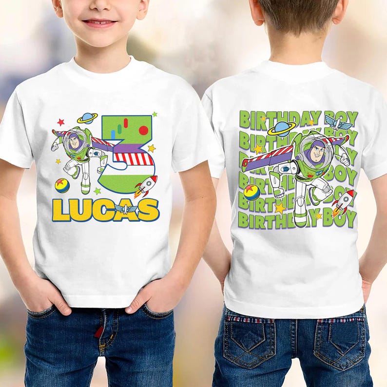Disneyland Buzz Lightyear Birthday Boy Tshirts, Personalized Toy Story Birthday Shirts, Toy Story Theme Party, Family Birthday Matching Tee image 1