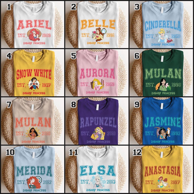 Camiseta de princesas de Disneyland, sudadera de Ariel, Bella y Blancanieves, camiseta para viaje de chicas, camiseta de vacaciones en Disneyland, camiseta a juego de princesas imagen 2