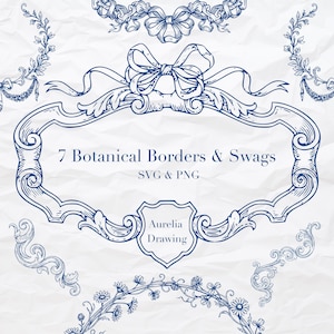 Elegant Floral Monogram Round Frame,Wedding Invitation Wreath SVG, Toile de Jouy Wildflower Border,Classic wedding Stationery Design Element