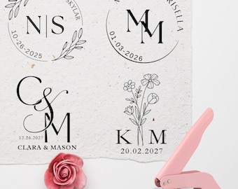 Grabador de bodas personalizado para invitaciones, sobres y servilletas: personalizado con nombre, fecha, iniciales y monograma. Regalo para parejas.