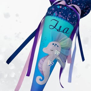 Schultüte, Stoff Schultüte Seepferdchen passend zum Der Die Das Deep Ocean Schulranzen