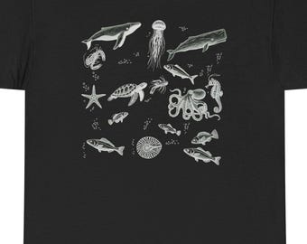 Vintage Ocean Sea Creatures T-Shirt | Nautical Marine Life Illustration