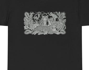 Jungle Tiger Illustration Tee | Black Graphic Shirt