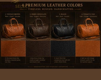 Full Grain Leather Duffle Bag – Genuine Travel Overnight Shoe Compartment,Personalized Gift
