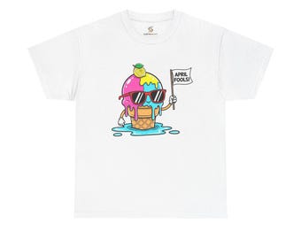 Melting Ice Cream Character Tee | Sunglasses Aprils Fools Novelty Shirt
