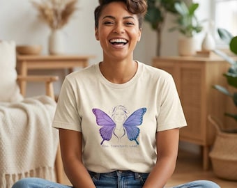 Butterfly Woman Illustration Tee | Rise Transform Lead, Purple Blue Wings