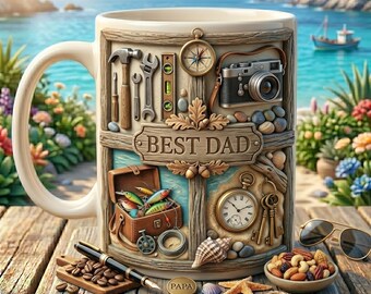 Best Dad Mug, Personalized Father Gift Cup, Rustic Hobby Dad Mug, Custom Papa Coffee Cup, Unique Fathers Day Gift