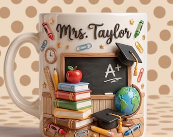 Personalized Teacher Mug, Custom Name Teacher Gift, Classroom Teacher Coffee Cup, Teacher Appreciation Gift, Back to School Gift