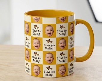 Personalized Baby Face Mug, Custom Dad Gift With Kids Photo, Dad Mug, Daddy Coffee Cup, Fathers Day Mugs Gift for New Dad,