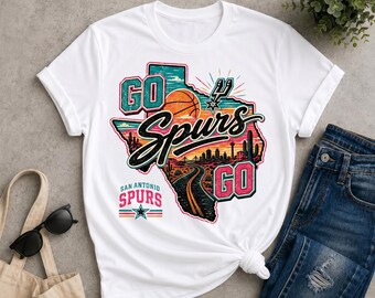 Comfort Colors® Vintage Comfort Colors Spurs Shirt, San Antonio Basketball Game Day Shirt