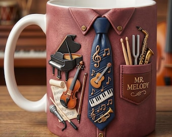 Personalized Music Teacher Mug for Him, Custom Music Teacher Coffee Mug with Name, Piano Violin Teacher Gift, Music Lover Teacher Cup