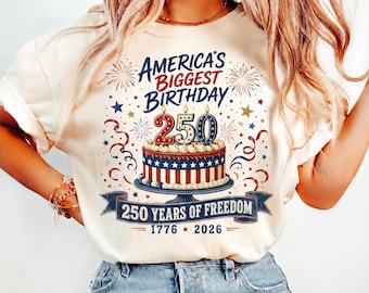 Comfort Colors® America Birthday Party Shirt, USA Turns 250 Tee, Patriotic Celebration Graphic, Fourth Of July Family Outfit