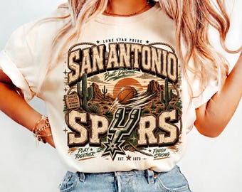 Comfort Colors® Vintage Basketball Graphic Shirt, Retro Sports Fan Tee, San Antonio Basketball Fan Shirt, Western Pink Neon Game Day Tee