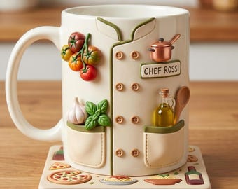 Personalized Chef Mug, Custom Chef Coffee Cup, Cooking Lover Gift, Cute Kitchen Mug, Baker Gift, Culinary Gift, Animal Chef Mug