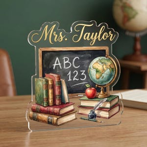 Placa acrílica personalizada para profesores, regalo personalizado con nombre para profesores, decoración para el aula, regalo de agradecimiento para profesores, regalo de regreso a clases