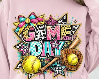 Softbollmatchdag PNG, Coquette Bow-matchdag PNG, SOftbollmamma-tröjadesign, softbollsäsong PNG, softboll PNG, trendig softboll PNG