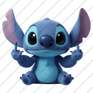 Stitch Middle Finger PNG (Digital Download), Funny Stitch Png, Stitch Shirt Png, Lilo And Stitch Png, Stitch Cartoon Png, Blue Stitch Png