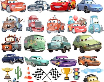 Bilar PNG-paket, Bilar-karaktärer PNG-tecknat paket, Bilar Clipart, Blixten McQueen, Disney Bilar PNG, Tow Matter PNG, Bilar-filmen, Bilars öron