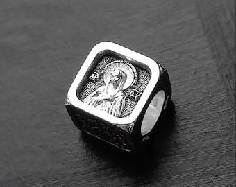 Sterling Silver Orthodox Charm: Our Lady of Tenderness Icon Pendant