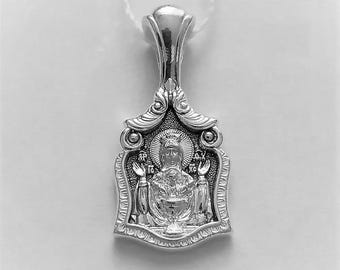 Orthodox Silver Pendant Unfailing Chalice Icon Mother of God 925 Sterling Silver Prayer Medal Christian Religious Jewelry Gift