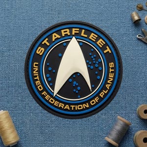 Starfleet PVC Patch Hook and Loop, United Federation of Planets Retro Sci-Fi Space Insignia Rubber Morale Patch, Trekker Cosplay Badge