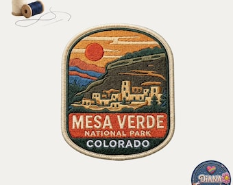 Mesa Verde National Park Embroidered Patch, Colorado Cliff Dwellings Iron On Applique, Historic Travel Souvenir Sew On Badge