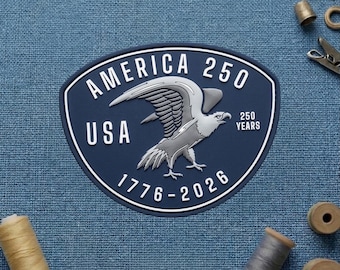 America 250 PVC Patch Hook and Loop, USA 250 Years Semiquincentennial Patriotic Bald Eagle Rubber Morale Patch, 1776-2026 Centennial Badge