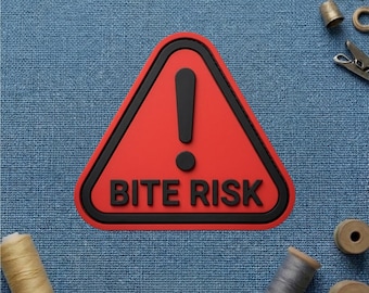 Bite Risk PVC Patch, Sarcastic Exclamation Point Hook and Loop Badge, Humorous K9 Dog Training Tactical Patch