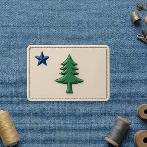 Vintage 1901 Maine State Flag PVC Patch, Pine Tree and North Star 3D Rubber Morale Patch, Tactical Hook Loop Badge for Backpacks Jackets