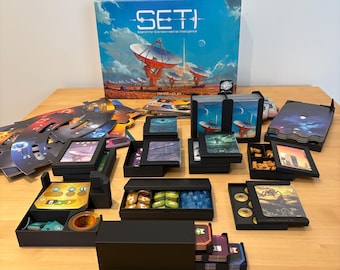SETI Board Game Organizer Insert for Sleeved Cards (Space Agencies Expansion)