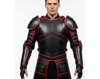 Custom Dark Crusader Armor for Men | Gothic Leather Battlewear | LARP Cosplay Wear | Gift for Him