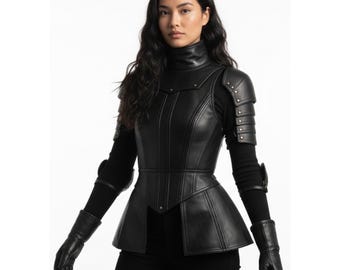 Custom Templar Leather Armor for Women | Knight Battlewear Ensemble | LARP Cosplay Outfit | Gift for Her