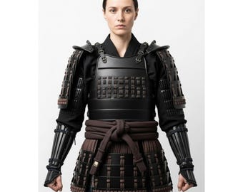 Handmade Onna-Bugeisha Leather Armor for Women | Samurai Warrior Outfit | Feudal Japan Cosplay | Gift for Her