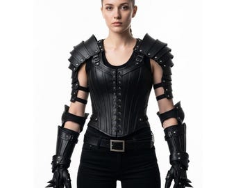 Custom Dark Fantasy Armor for Women | Gothic Leather Battlewear | LARP Cosplay Outfit | Gift for Her