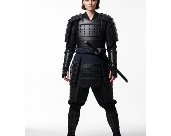 Custom Feudal Warrior Armor for Women | Samurai Leather Battle Outfit | Cosplay Wear | Gift for Her
