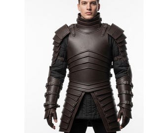 Custom Dark Fantasy Knight Armor for Men | Leather War Suit | Cosplay LARP Outfit | Gift for Him