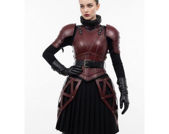 Genuine Samurai Combat Armor for Women | Bushido Leather Suit | Festival Cosplay Wear | Gift for Her