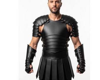 Custom Gladiator Battle Armor for Men | Leather Roman Warrior Suit | Festival Cosplay | Gift for Him