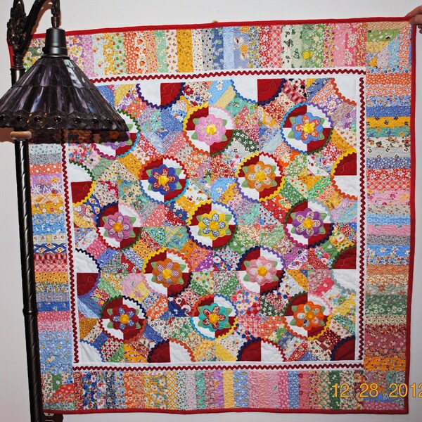 Lap quilt, garden applique