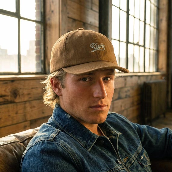 Camel Brown Cotton Baseball Cap, Soft Brim Dad Hat, Minimalist