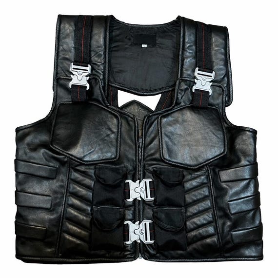 Blade Inspired Tactical Leather Vest, Black Vampire Hunter Vest, Movie Style Biker Vest Men’s Combat Armor Jacket, Halloween Cosplay Costume