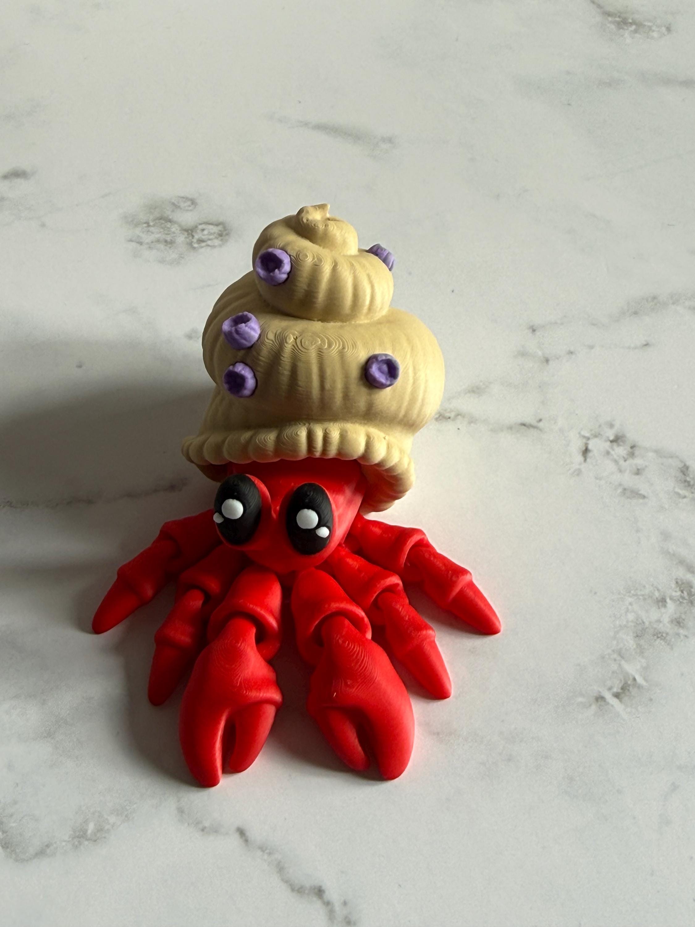 Articulated Hermit Crab Fidget Toy – Textured Shell Desk Decor, Ocean ...