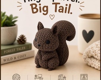 3D Printed Squirrel Figurine | Knitted Look Woodland Desk Buddy, Shelf Decor