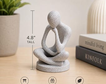 Abstract Thinker Sculpture | Modern Minimalist Desk Decor | 3D Printed Zen Statue