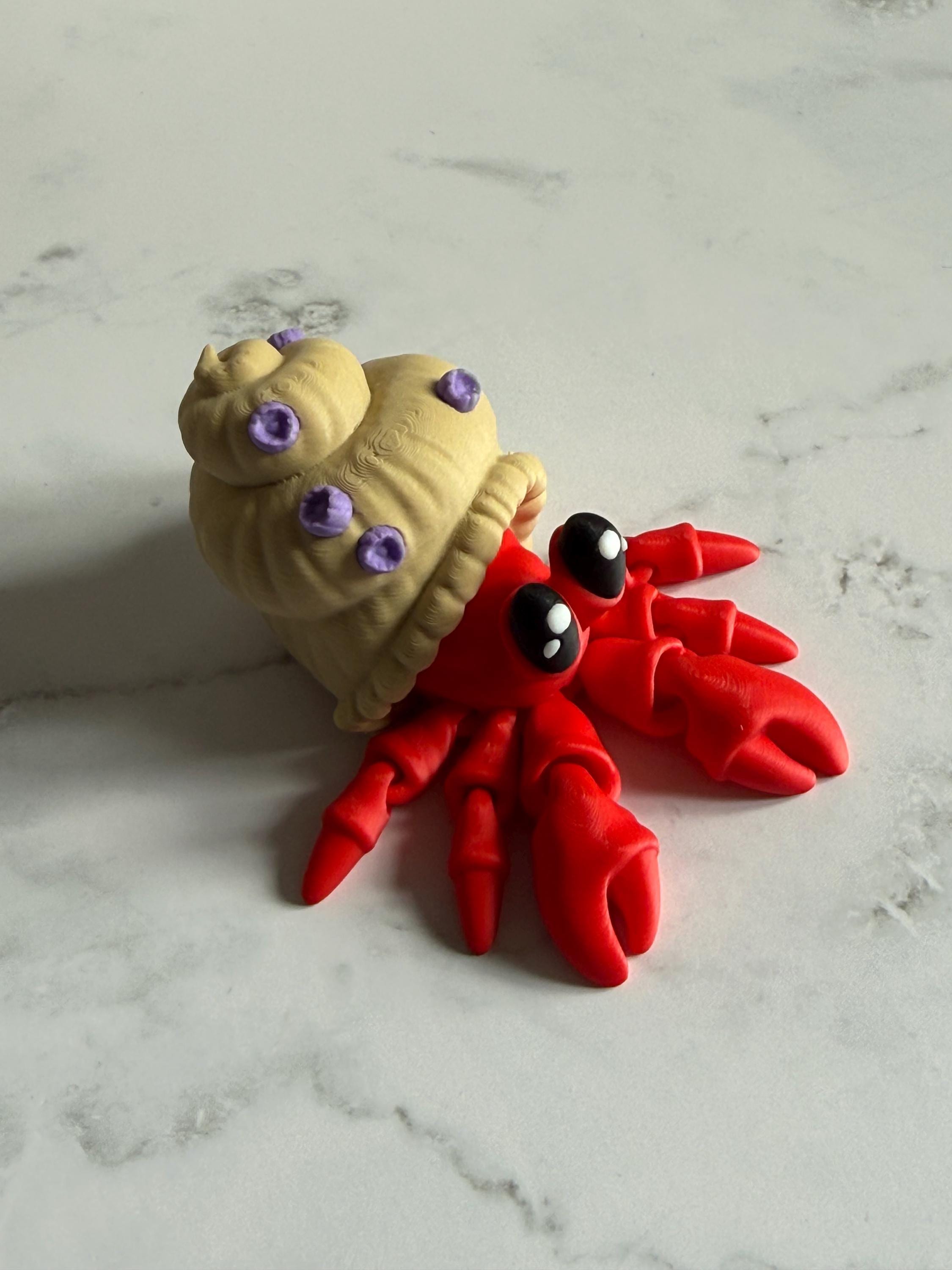 Articulated Hermit Crab Fidget Toy – Textured Shell Desk Decor, Ocean ...