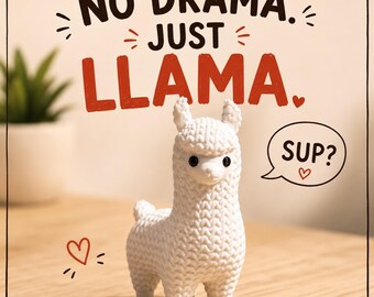 3D Printed Llama Figurine | Knitted Texture Desk Decor, Office Friend no drama
