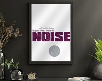 Work Hard In Silence Printable Wall Art – Success Quote Poster – Minimal Typography – Office Wall Decor – Digital Download