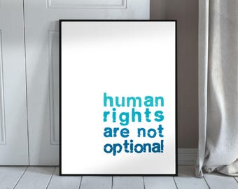 Human Rights Are Not Optional Wall Art Printable – Equality Quote Poster – Bold Typography Print – Modern Decor