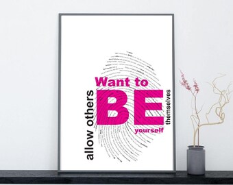 Be Yourself Wall Art Printable – Self Love Quote Poster – Minimal Typography Print – Modern Motivational Decor